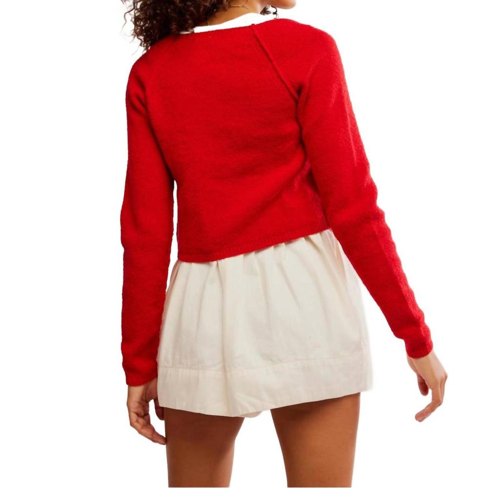 NEW FREE PEOPLE sydney shrunken cardi in atlas red - Picture 2 of 3